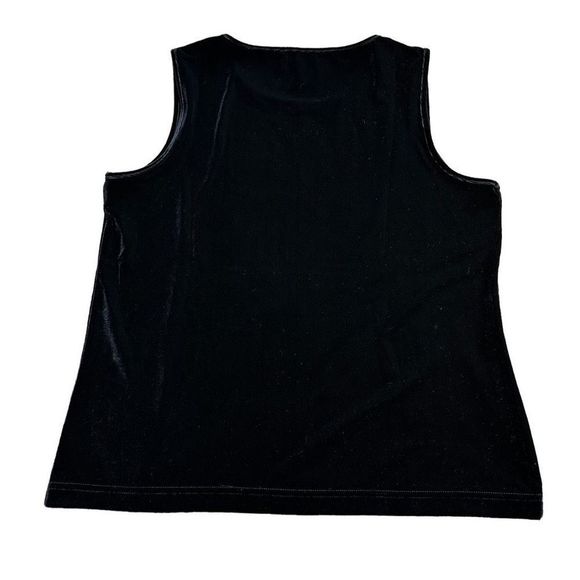 Denim & Co. 2 Pc Black Velvet Cardigan & Tank Set EUC Button Down Size M Stretch - Picture 8 of 15